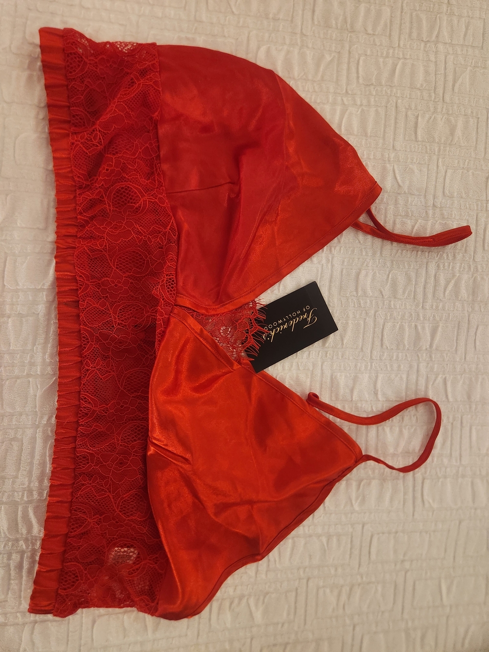 Delphine Red Satin & Lace Triangle Bralette - Women Intimates